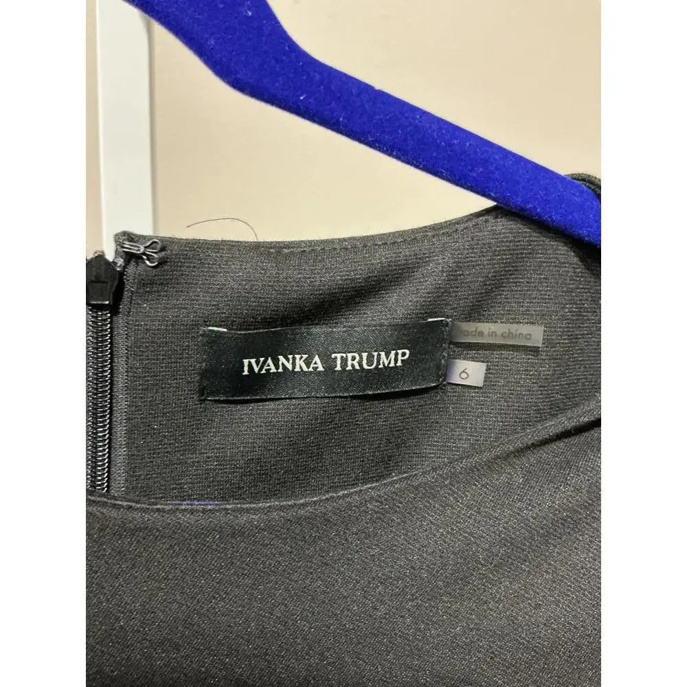 Ivanka Trump Black Sleeveless Classic Sheath Dress with Side Pleats and Zipper - Picture 2 of 6